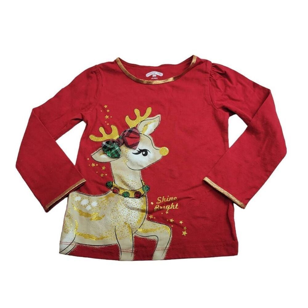 Holiday Time reindeer Christmas shirt 4T
